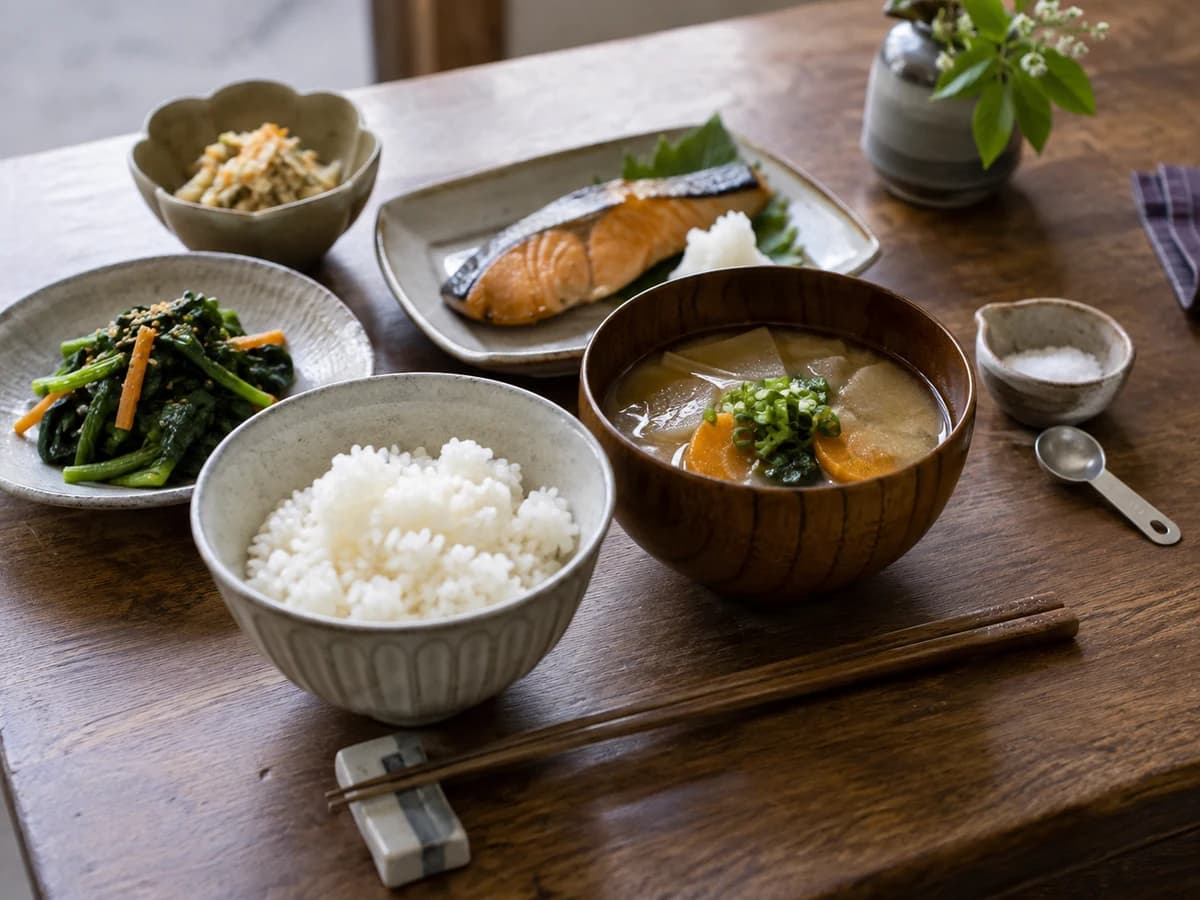 日本人の食塩は、12年でいちばん少なくなった 令和6年 国民健康・栄養調査 — AI生成参考画像(実写ではありません)
